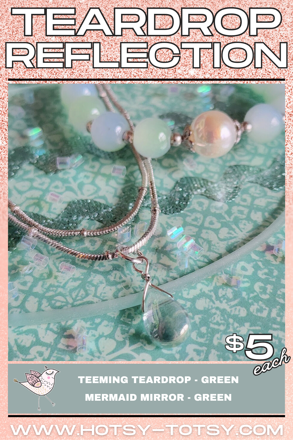 Bundle: Teeming Teardrop Necklace + Mermaid Mirror Bracelet