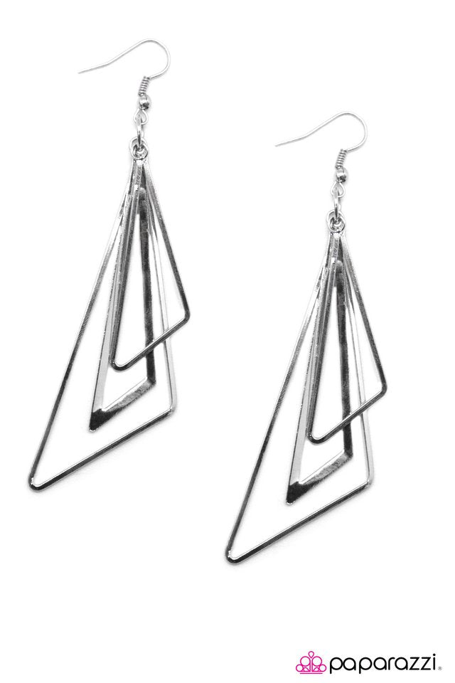 Paparazzi ♥ Triangle Trifecta - Silver ♥ Earrings