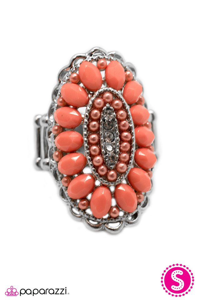 Paparazzi ♥ Queen BEAD - Orange ♥ Ring