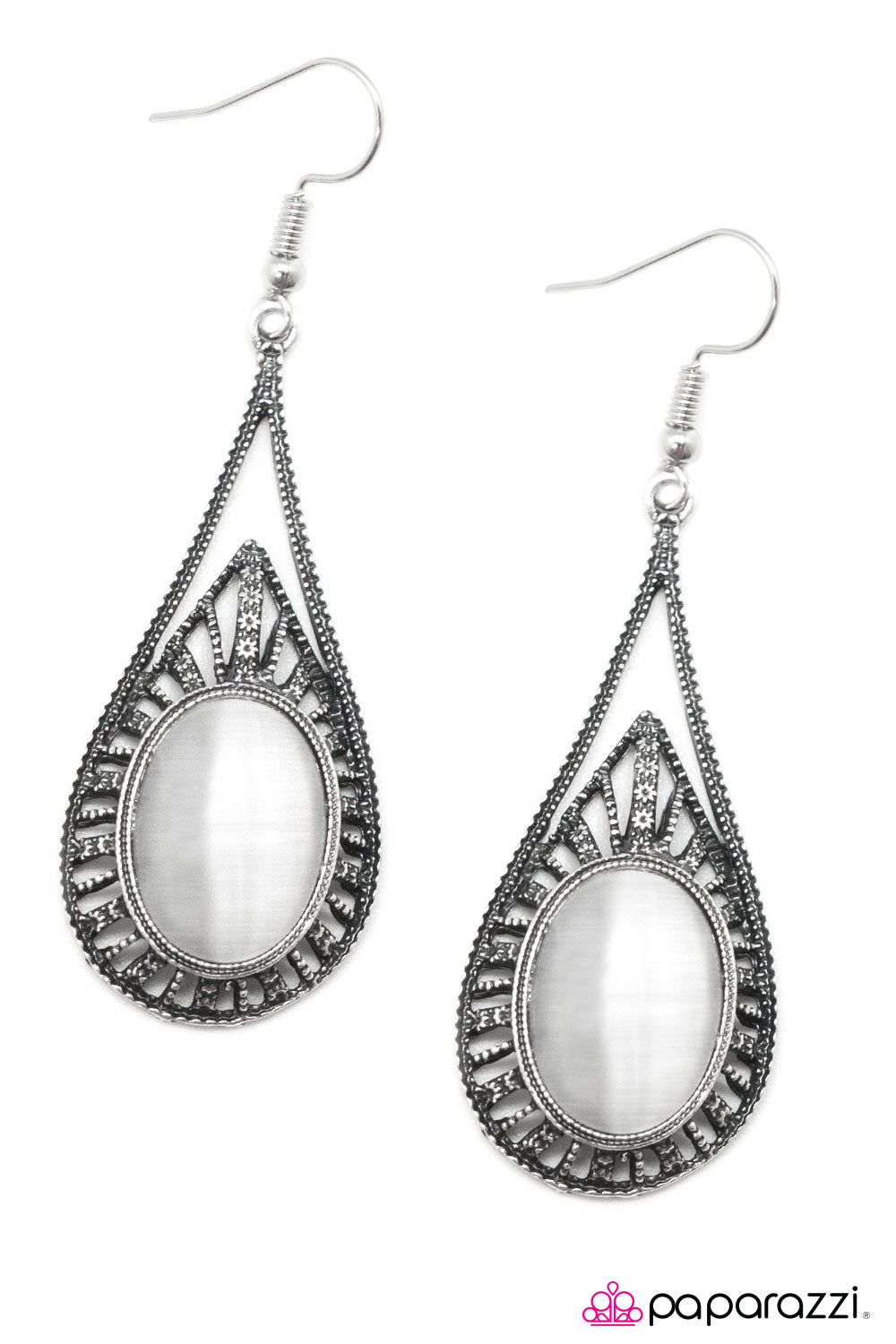 Paparazzi ♥ Silver Spoons - White ♥ Earrings