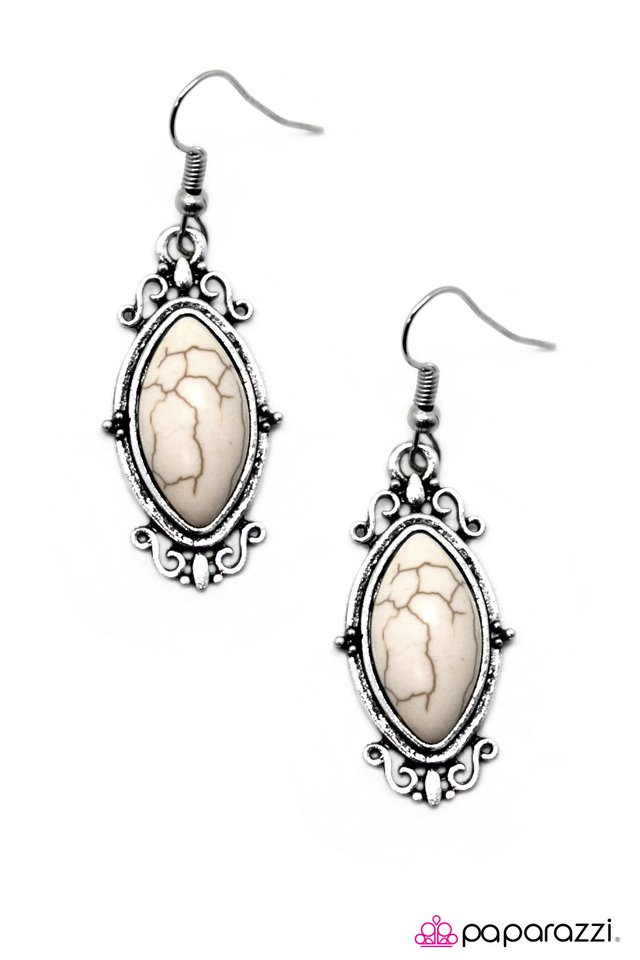 Paparazzi ♥ Custom Stonework - White ♥ Earrings