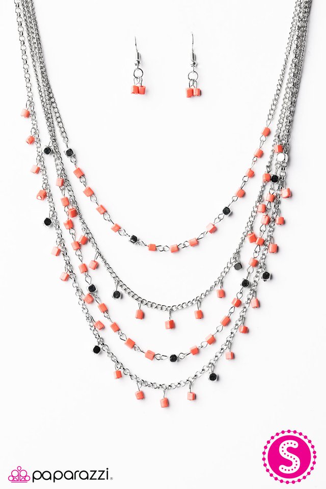 Paparazzi ♥ BLOCK Star - Orange ♥ Necklace