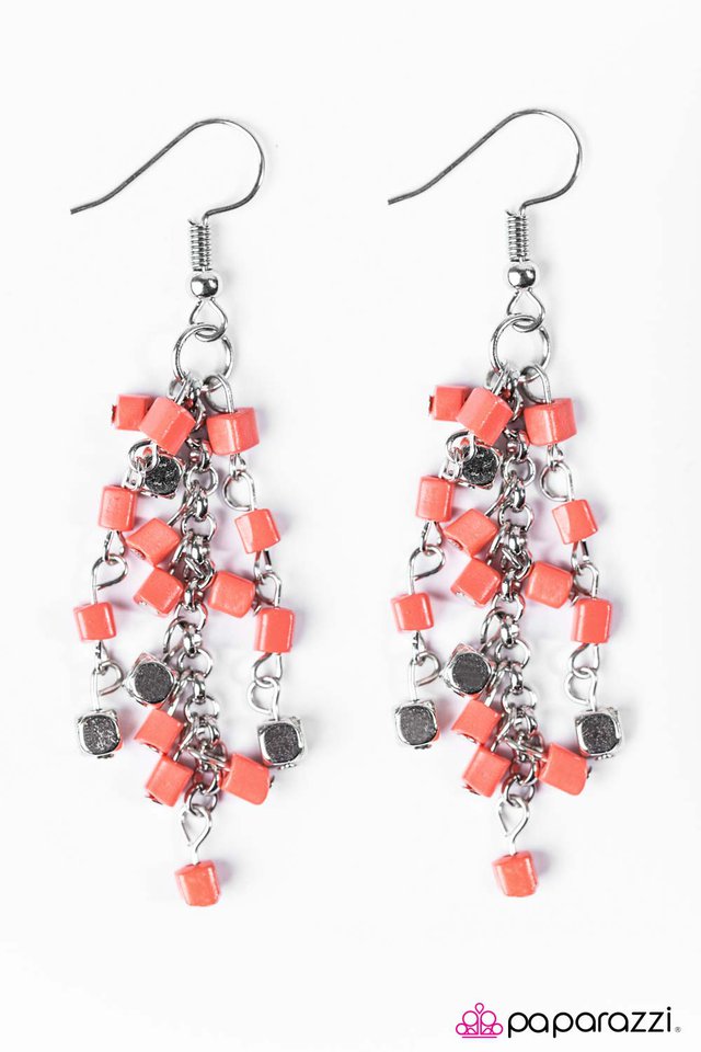 Paparazzi ♥ BLOCK and Roll - Orange ♥ Earrings