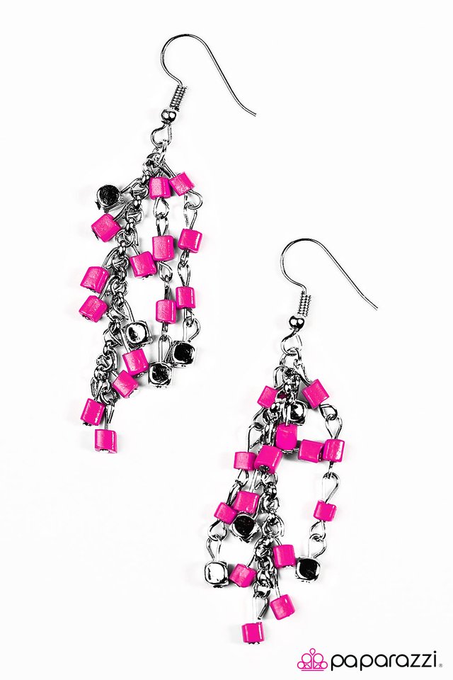 Paparazzi ♥ BLOCK and Roll - Pink ♥ Earrings