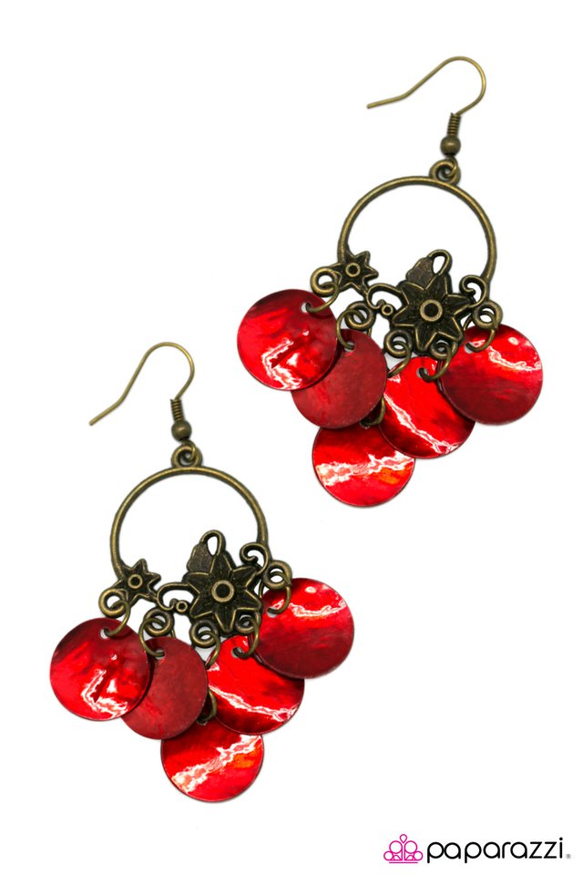 Paparazzi ♥ In One Shell Swoop - Red ♥ Earrings