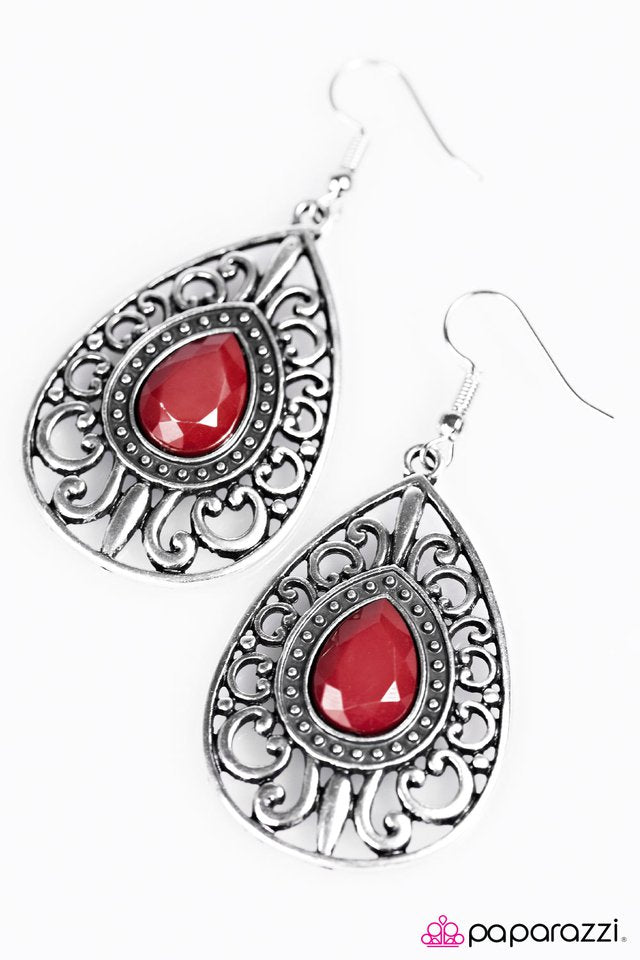 Paparazzi ♥ Swept Up In It All - Red ♥ Earrings
