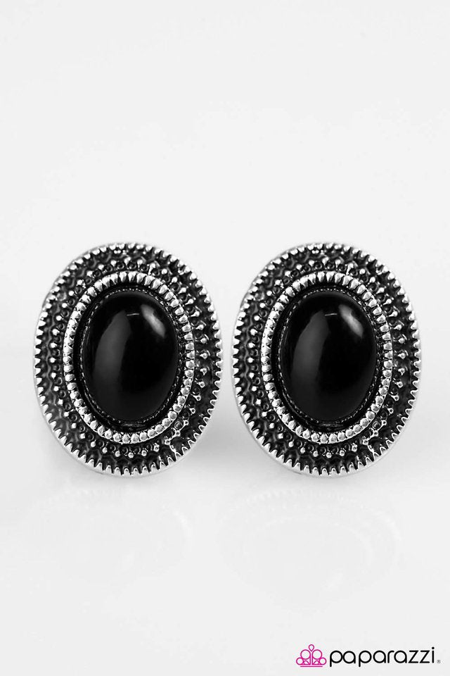 Paparazzi ♥ Carefree Cavalier - Black Earring ♥ Post Earrings