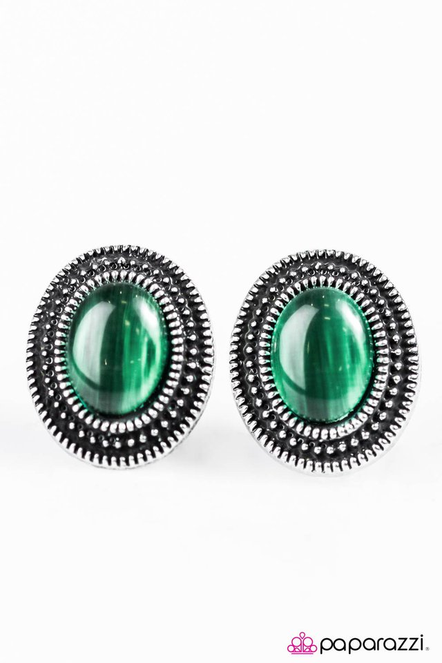 Paparazzi ♥ Carefree Cavalier - Green ♥ Post Earrings