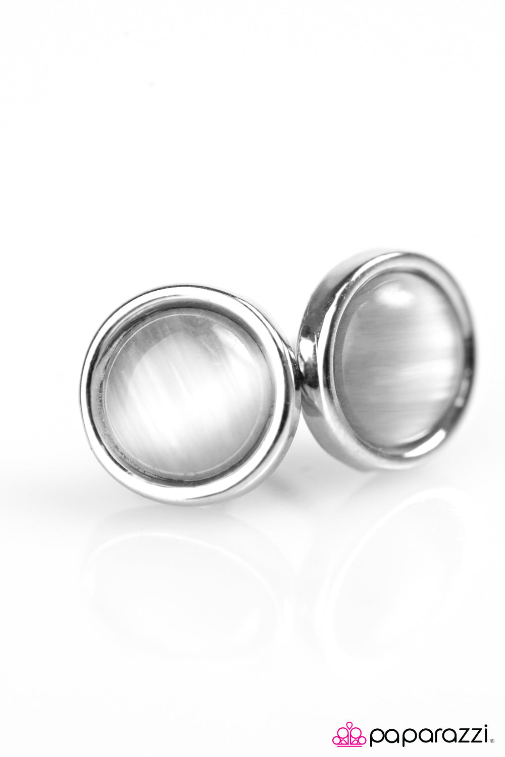 Paparazzi ♥ Man In The Moon - White ♥ Post Earrings