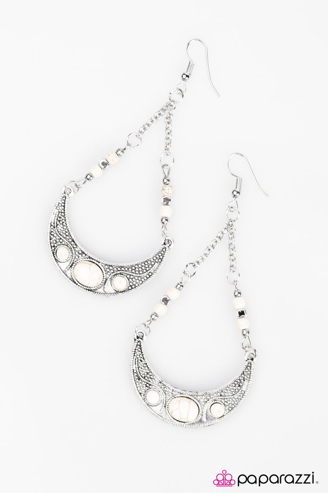 Paparazzi ♥ Not A Moment Too MOON - White ♥ Earrings