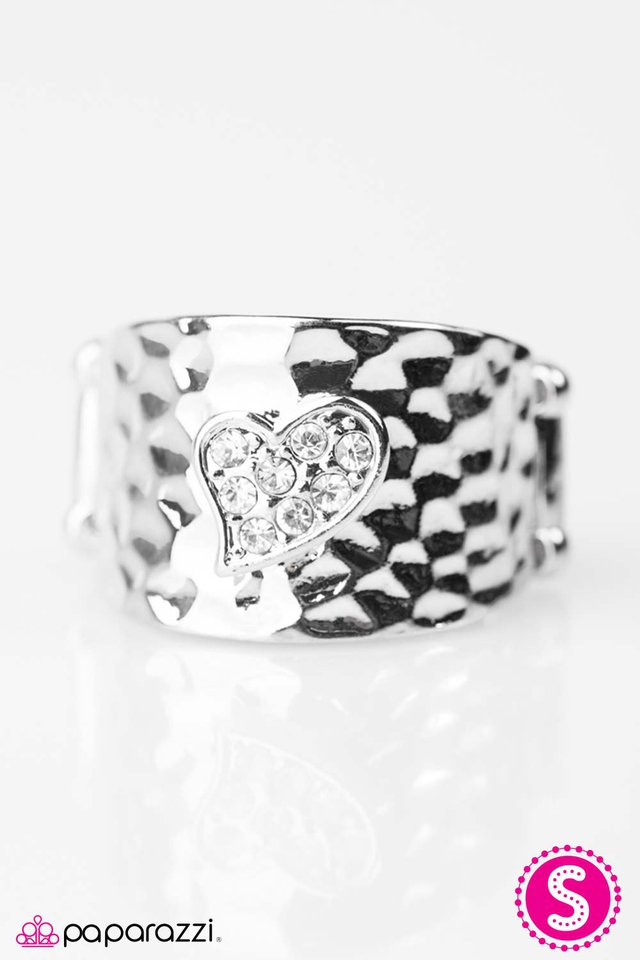 Paparazzi ♥ March To Your Own HEART Beat - White ♥ Ring