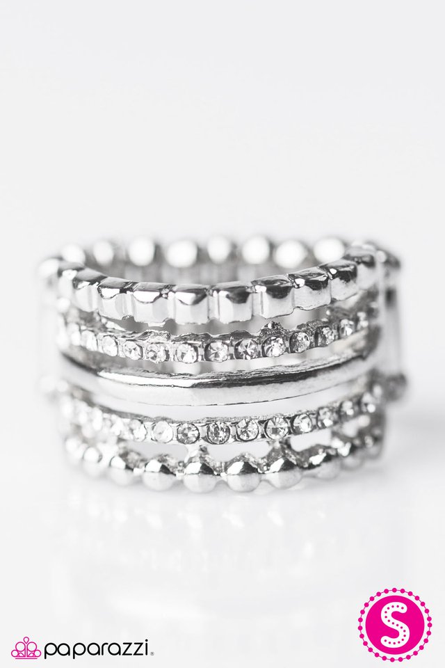 Paparazzi ♥ Row After Row - White ♥ Ring