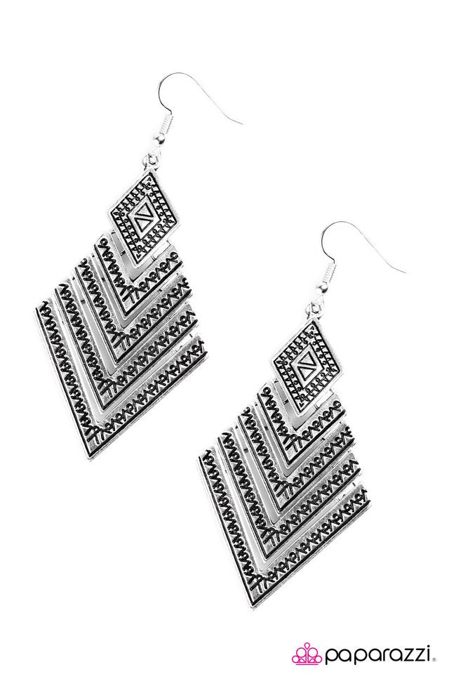 Paparazzi ♥ One With The Tribe - Silver ♥ Earrings