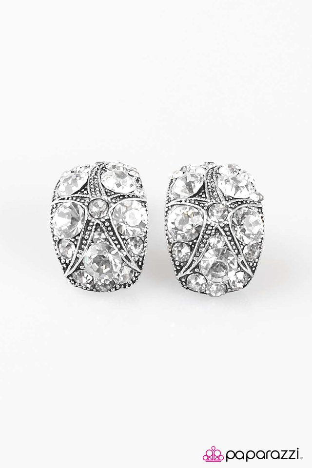 Paparazzi ♥ Wham, Glam! - White ♥ Post Earrings