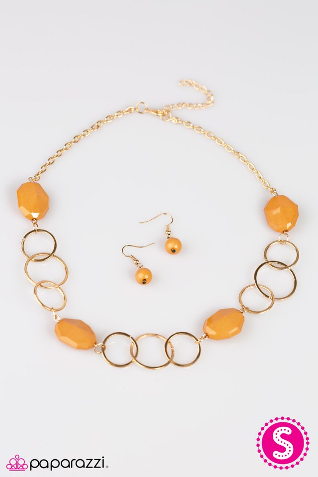 Paparazzi ♥ A Glowing Review - Yellow ♥ Necklace