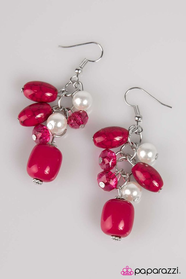 Paparazzi ♥ Beautiful Bevy - Pink ♥ Earrings