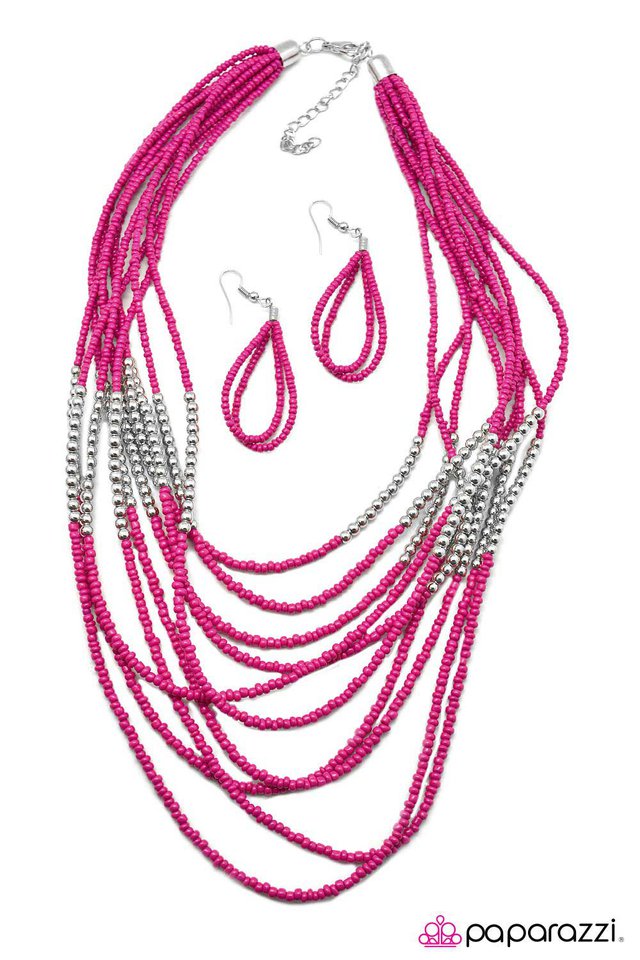 Paparazzi ♥ Get With The BEAD - Pink ♥ Necklace