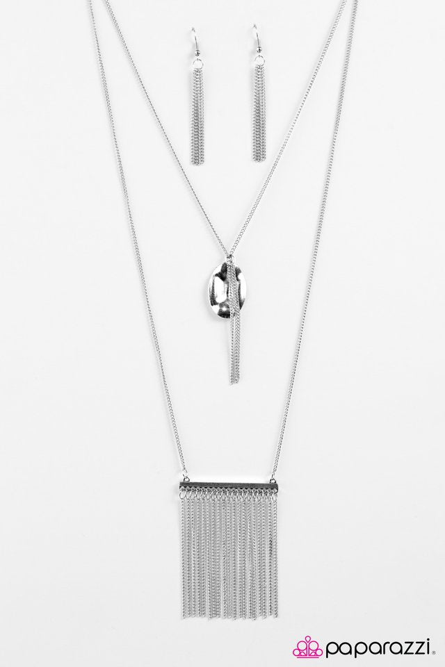 Paparazzi ♥ Long Way Down - Silver ♥ Necklace