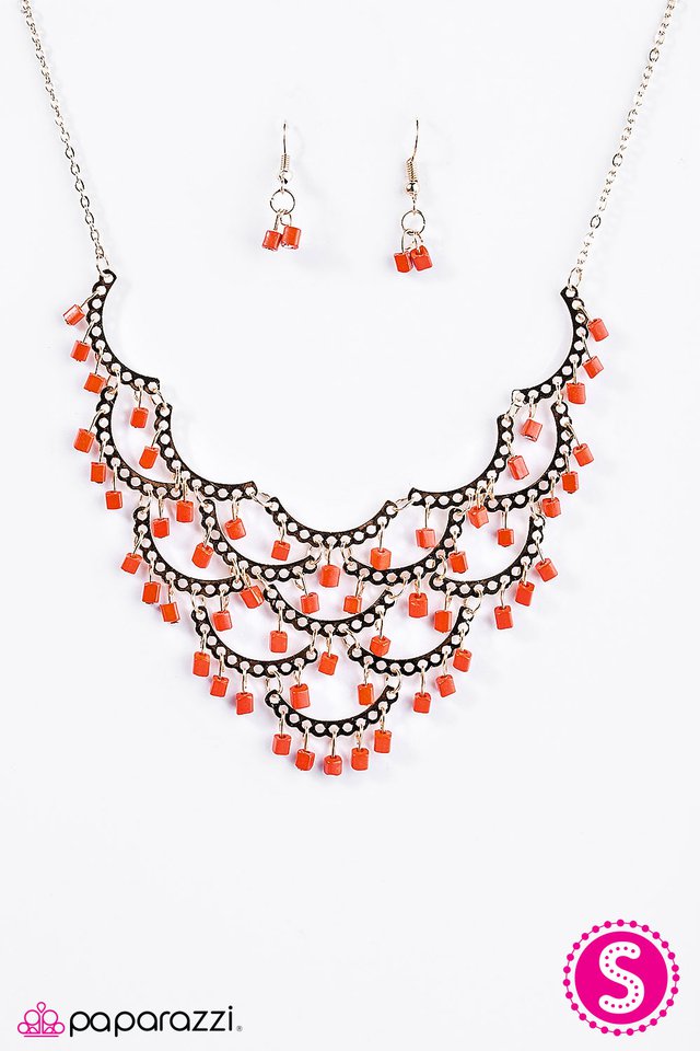 Paparazzi ♥ BLOCK Beauty - Orange ♥ Necklace