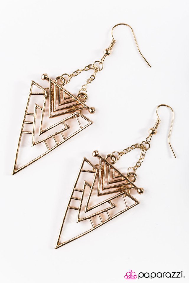 Paparazzi ♥ Aztec Edge - Gold ♥ Earrings
