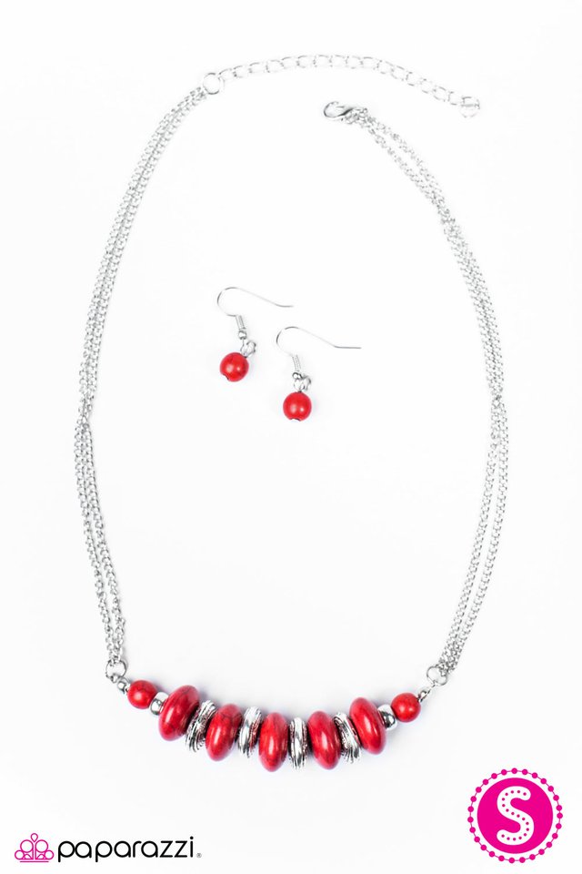 Paparazzi ♥ On Mountain Time - Red ♥ Necklace