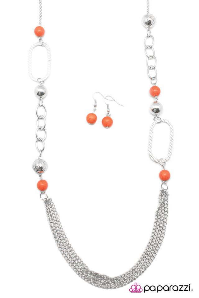 Paparazzi ♥ Down One Side and Up the Other - Orange ♥ Necklace