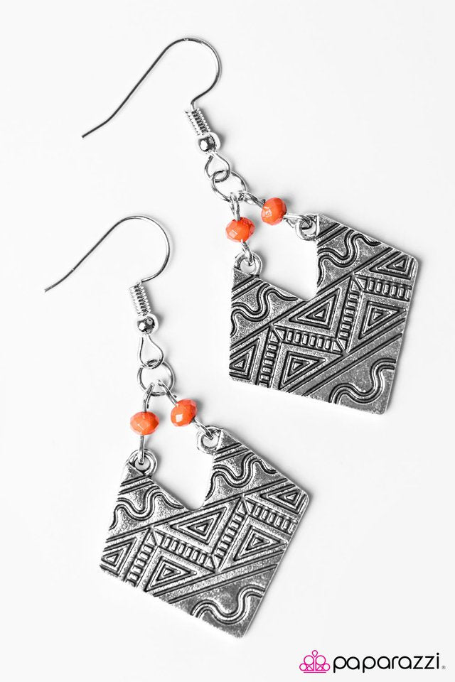 Paparazzi ♥ High Ground - Orange ♥ Earrings