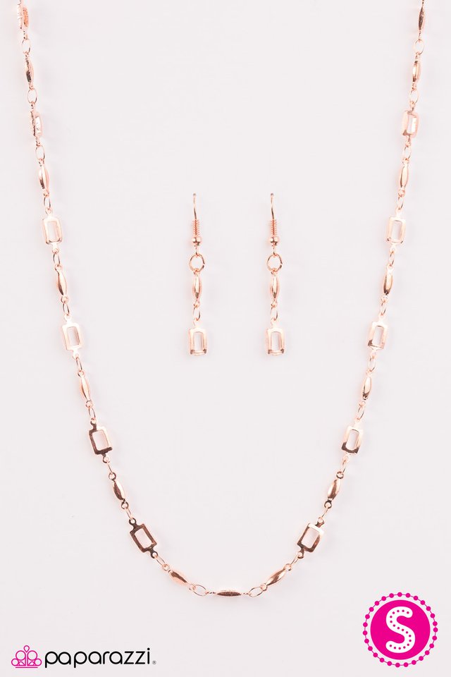 Paparazzi ♥ SQUARE She Goes Again - Copper ♥ Necklace