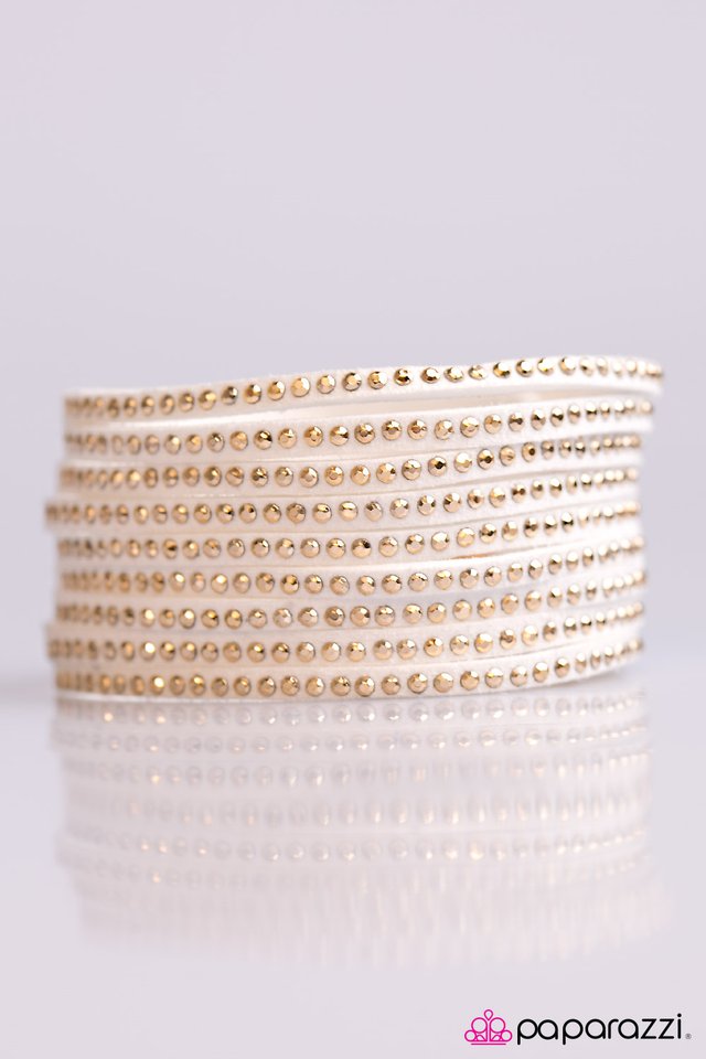 Paparazzi ♥ Rebel Romance - Gold/White ♥ Bracelet