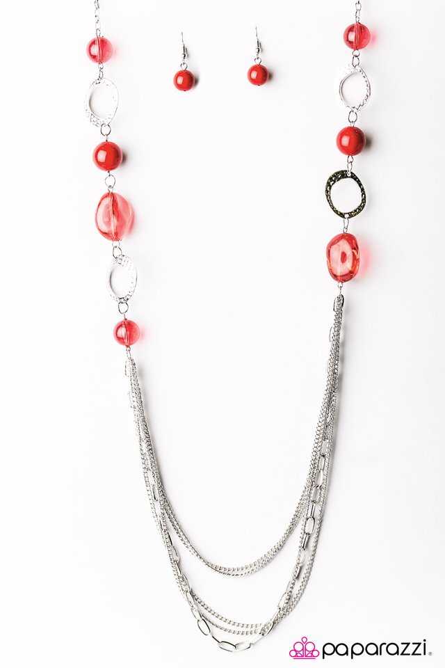 Paparazzi ♥ Sassy and Glassy - Red ♥ Necklace