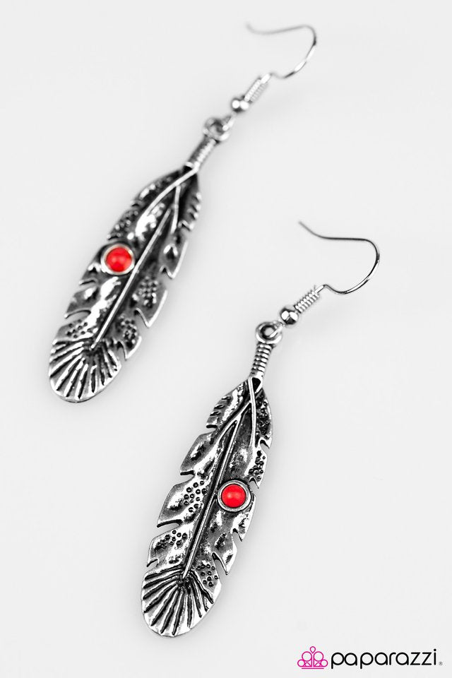Paparazzi ♥ Its Never Too Late To Fly - Red ♥ Earrings