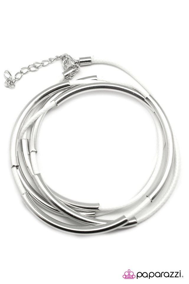 Paparazzi ♥ SLIDE of Hand - White/Silver ♥ Bracelet