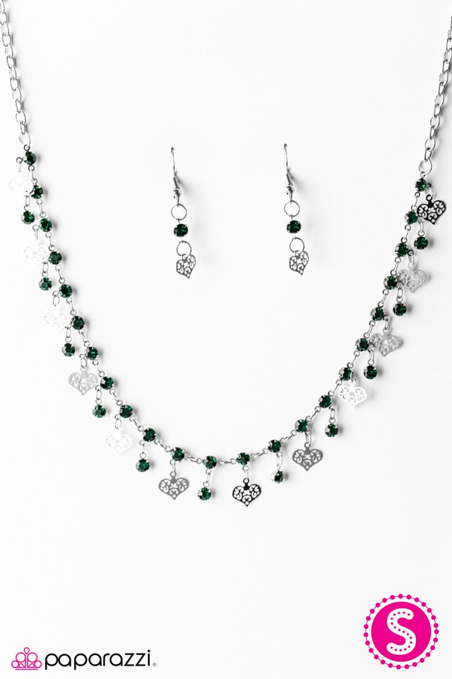 Paparazzi ♥ With Open Hearts - Green ♥ Necklace