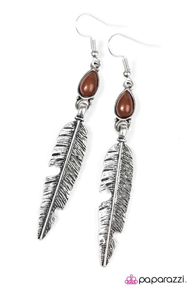 Paparazzi ♥ FLIGHT Night - Brown ♥ Earrings