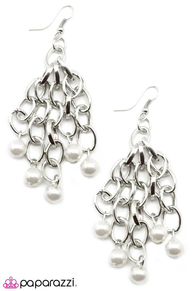 Paparazzi ♥ Center of Attention - White ♥ Earrings