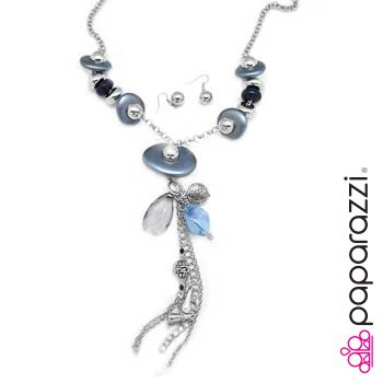 Paparazzi ♥ Flat Navy Pearls with Large Cluster - Blockbuster Necklace ♥ Necklace