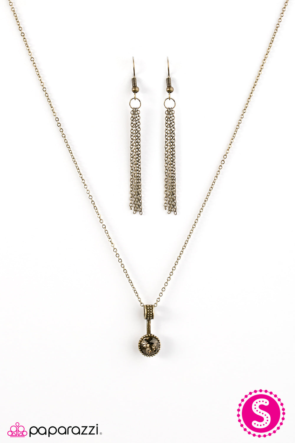 Paparazzi ♥ Spark In The Dark - Brass ♥ Necklace-product_sku
