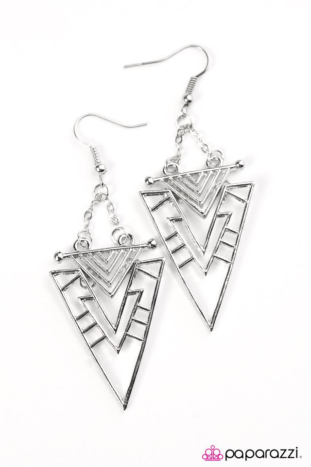Paparazzi ♥ Aztec Edge - Silver ♥ Earrings