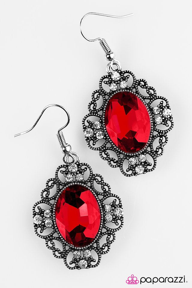 Paparazzi ♥ Sicily Sparkle - Red ♥ Earrings