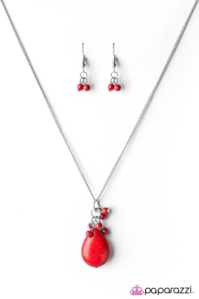 Paparazzi ♥ Here Comes The Rain - Red ♥ Necklace