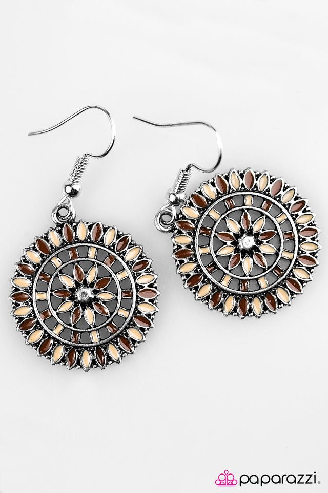 Paparazzi ♥ Flowers and Ferris Wheels - Brown ♥ Earrings
