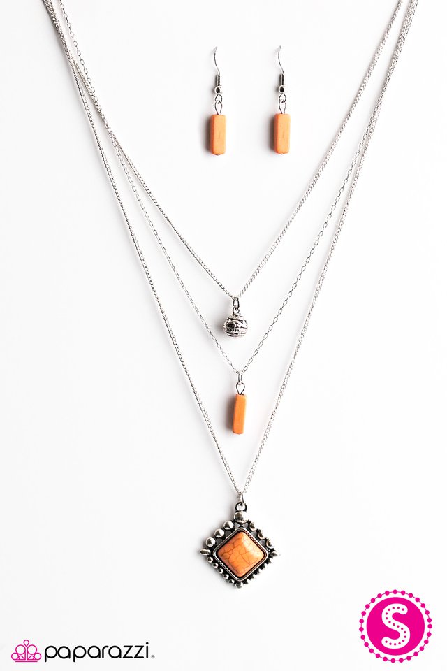 Paparazzi ♥ Leave No SANDSTONE Unturned - Orange ♥ Necklace