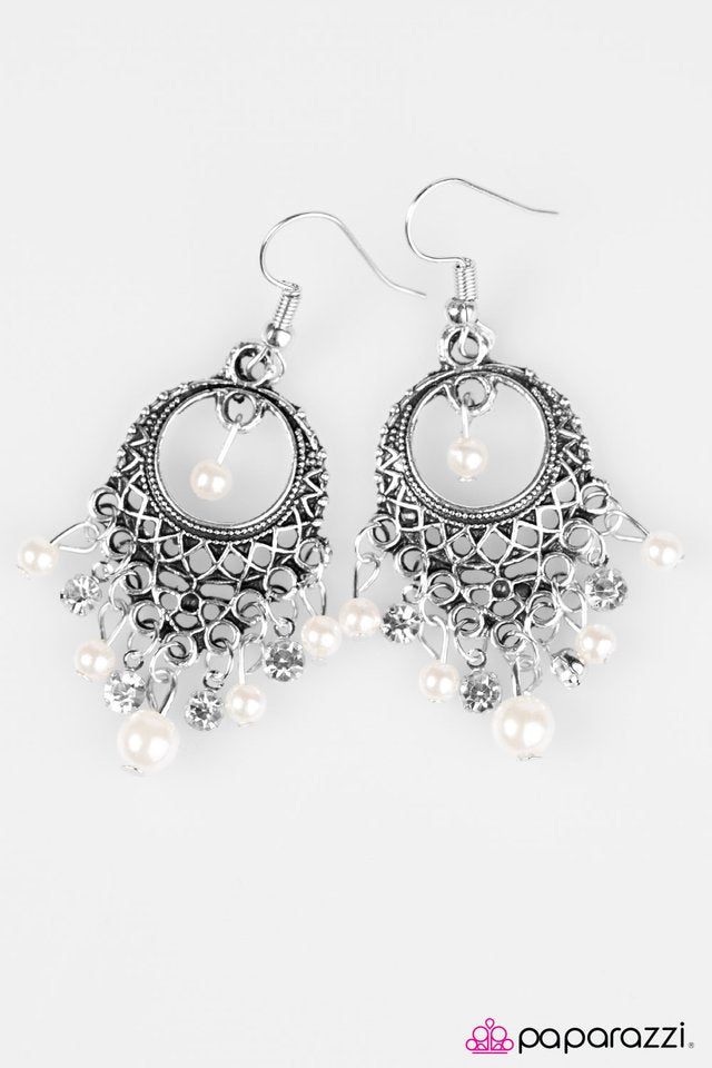 Paparazzi ♥ Paris After Midnight - White ♥ Earrings
