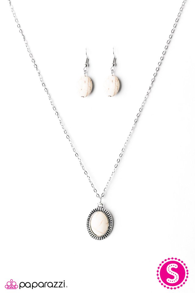 Paparazzi ♥ Cast In SANDSTONE - White ♥ Necklace