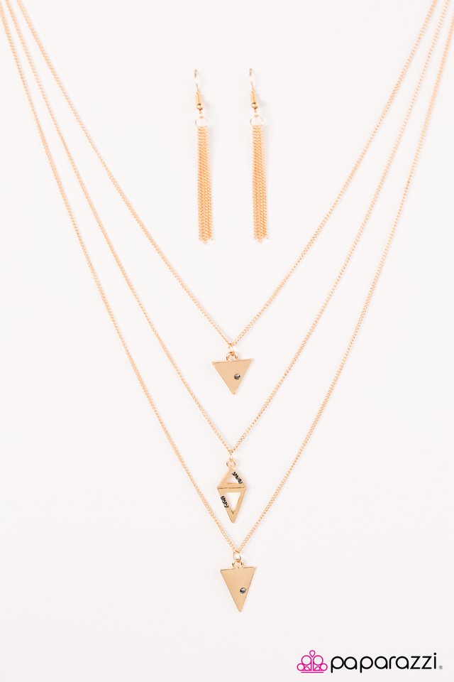 Paparazzi ♥ Keep On TRI-ing - Gold ♥ Necklace