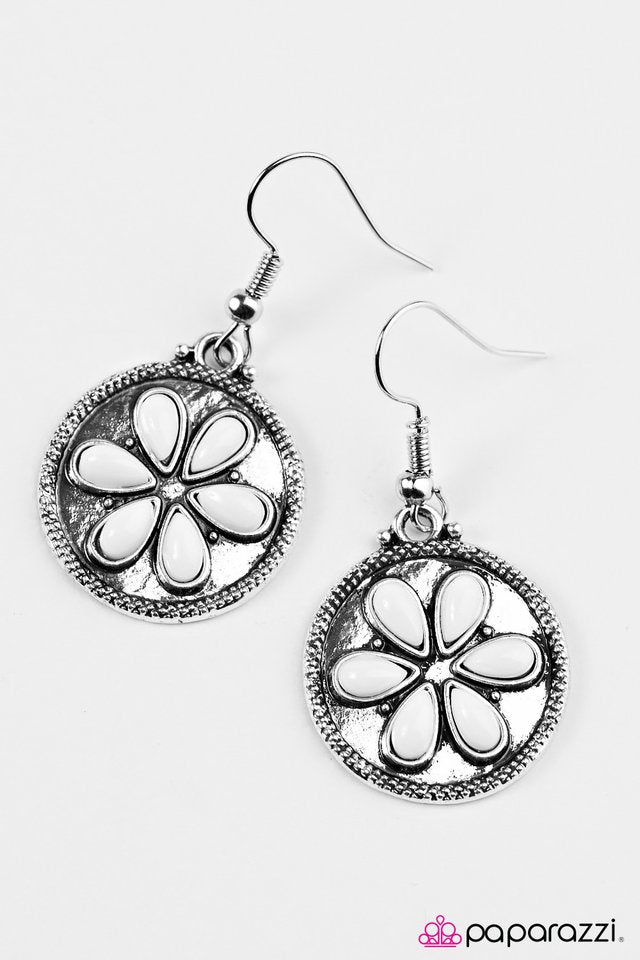 Paparazzi ♥ Bet Your Bottom SAND-Dollar - White ♥ Earrings