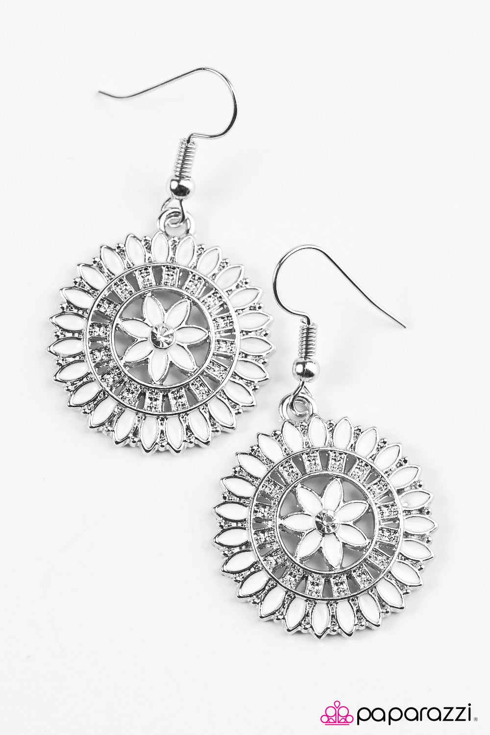 Paparazzi ♥ Primrose Pinwheels - White ♥ Earrings