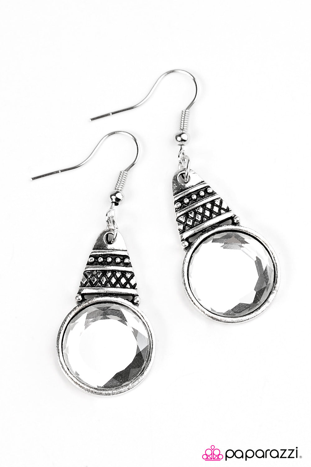 Paparazzi ♥ A Touch Of GLASS - White ♥ Earrings