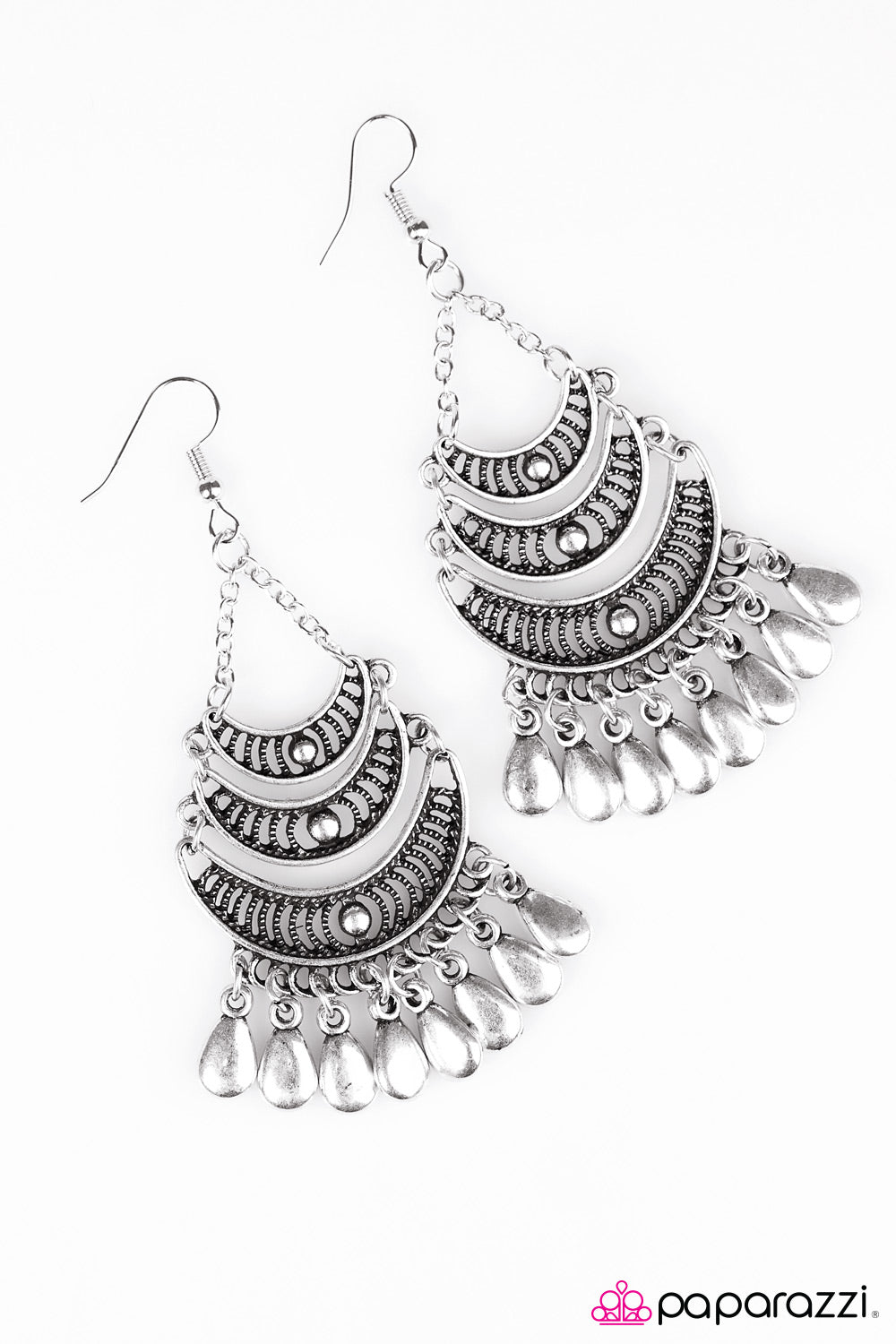 Paparazzi ♥ Mumbai Moons - Silver ♥ Earrings