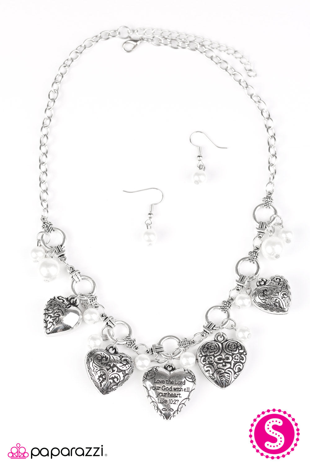 Paparazzi ♥ With All Your Heart - White ♥ Necklace